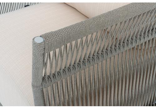  "Лугано" кресло плетеное из роупа, каркас алюминий светло-серый (RAL7035) муар, роуп серый меланж круглый, ткань Mossle светло-бежевая, фото 6 