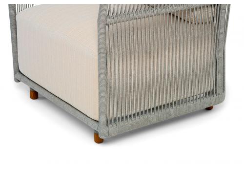  "Лугано" кресло плетеное из роупа, каркас алюминий светло-серый (RAL7035) муар, роуп серый меланж круглый, ткань Mossle светло-бежевая, фото 7 