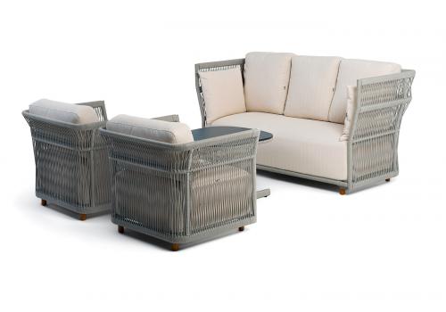  "Лугано" лаунж-зона 5-местная плетеная из роупа (веревки), каркас алюминиевый светло-серый, роуп серый меланж, фото 2 