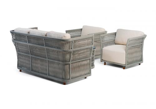  "Лугано" лаунж-зона 5-местная плетеная из роупа (веревки), каркас алюминиевый светло-серый, роуп серый меланж, фото 3 