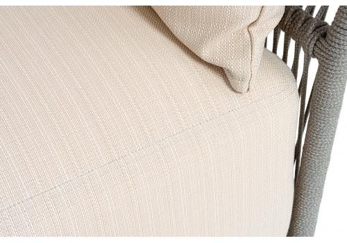  "Лугано" диван 3-местный плетеный из роупа, каркас алюминий светло-серый (RAL7035) муар, роуп серый меланж круглый, ткань Mossle светло-бежевая, фото 6 