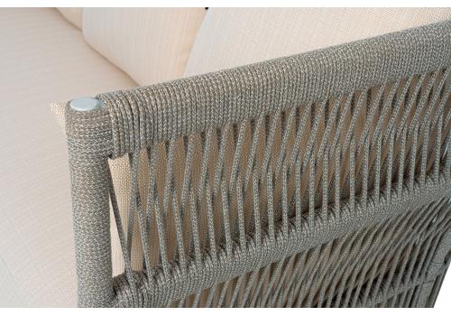  "Лугано" диван 3-местный плетеный из роупа, каркас алюминий светло-серый (RAL7035) муар, роуп серый меланж круглый, ткань Mossle светло-бежевая, фото 7 