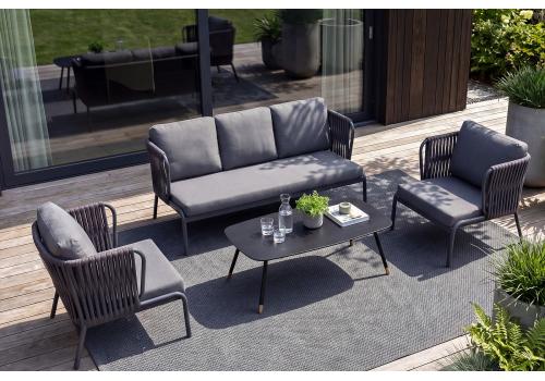  "Ронда" лаунж-зона 5-местная плетеная из роупа (веревки), каркас алюминиевый темно-серый, роуп серый 40 мм tex, фото 1 