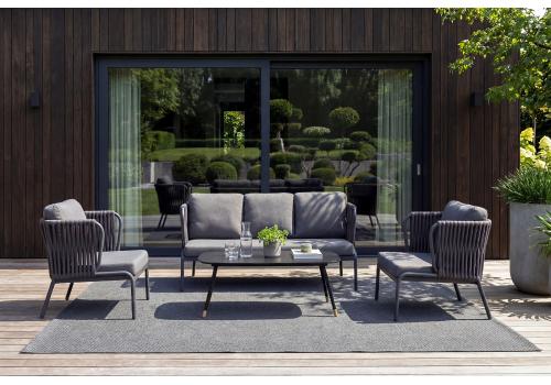  "Ронда" лаунж-зона 5-местная плетеная из роупа (веревки), каркас алюминиевый темно-серый, роуп серый 40 мм tex, фото 2 