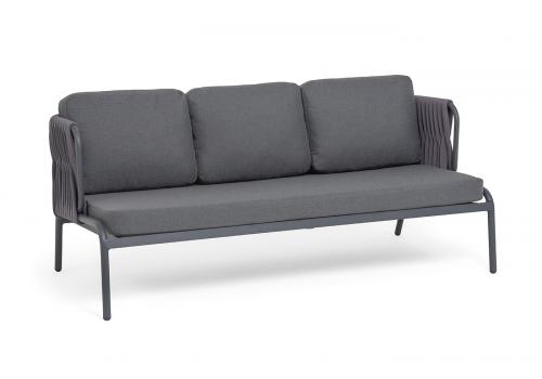  "Ронда" лаунж-зона 5-местная плетеная из роупа (веревки), каркас алюминиевый темно-серый, роуп серый 40 мм tex, фото 3 