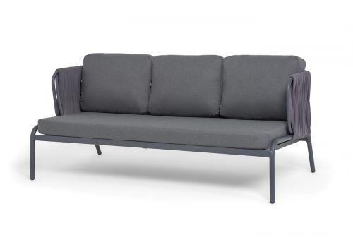  "Ронда" лаунж-зона 5-местная плетеная из роупа (веревки), каркас алюминиевый темно-серый, роуп серый 40 мм tex, фото 4 