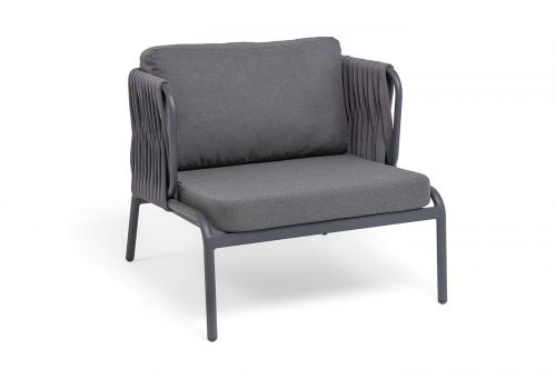  "Ронда" лаунж-зона 5-местная плетеная из роупа (веревки), каркас алюминиевый темно-серый, роуп серый 40 мм tex, фото 8 