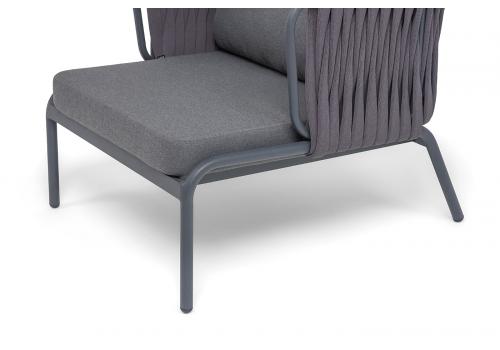  "Ронда" лаунж-зона 5-местная плетеная из роупа (веревки), каркас алюминиевый темно-серый, роуп серый 40 мм tex, фото 12 