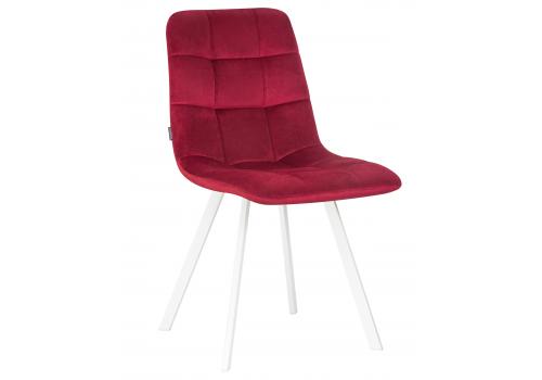  Стул обеденный DOBRIN ALEX SQUARE, белые ножки, бордовый велюр (V108-85), фото 1 
