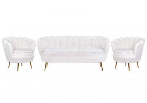  Комплект кресел и дивана ракушка Pearl Triple White Boucle, фото 1 