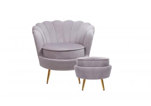  Кресло с пуфом ракушка Pearl Grey, фото 1 